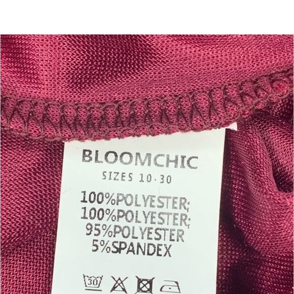 BloomChic NWT See Thru Sequined Long Sleeve V-Neck Burgundy Size 14-16 - Picture 12 of 15